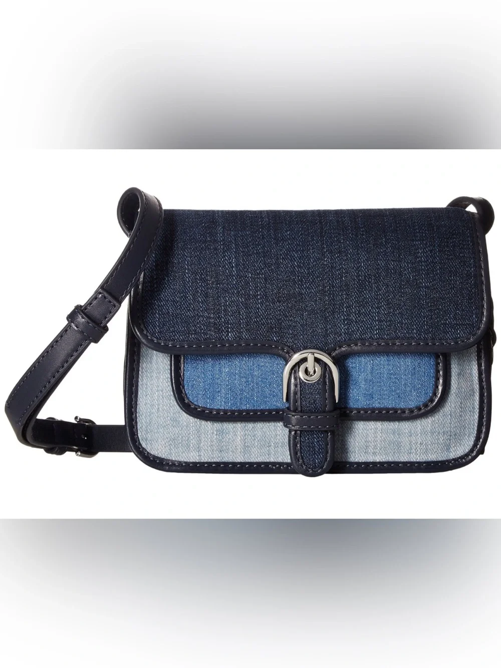 Michael Kors Cooper Medium Messenger Crossbody Indigo Light Wash Tricolor Denim
